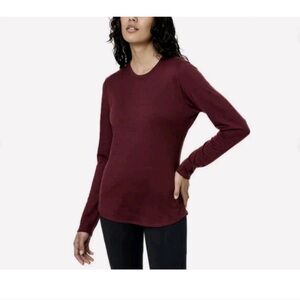 Segments XL Merino Wool Long Sleeve Top Burgundy Outdoor Winter